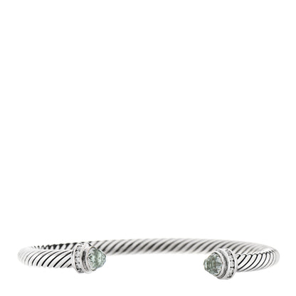 David Yurman Sterling Silver Diamond Prasiolite 5mm Cable Classics Princess Bracelet 1 of 3