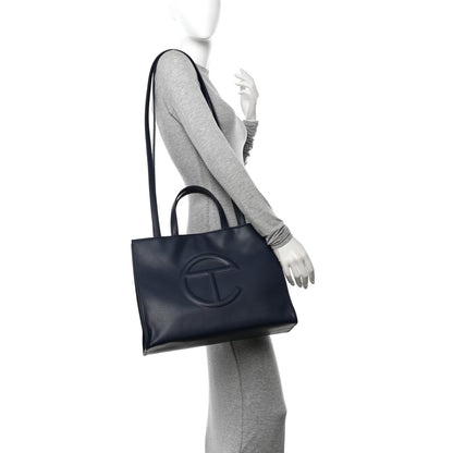 Telfar Vegan Leather Medium Shopping Bag Navy 2 of 11