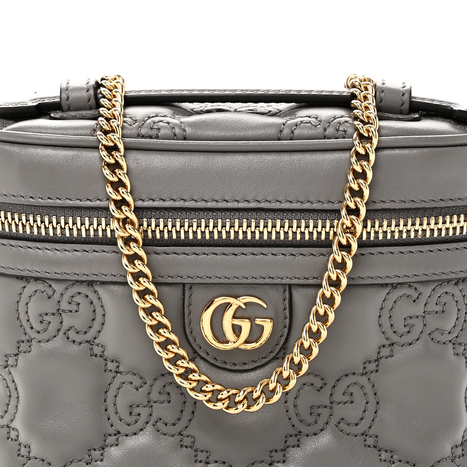 Gucci Calfskin GG Matelasse Mini Top Handle Bag Dusty Grey 1856765