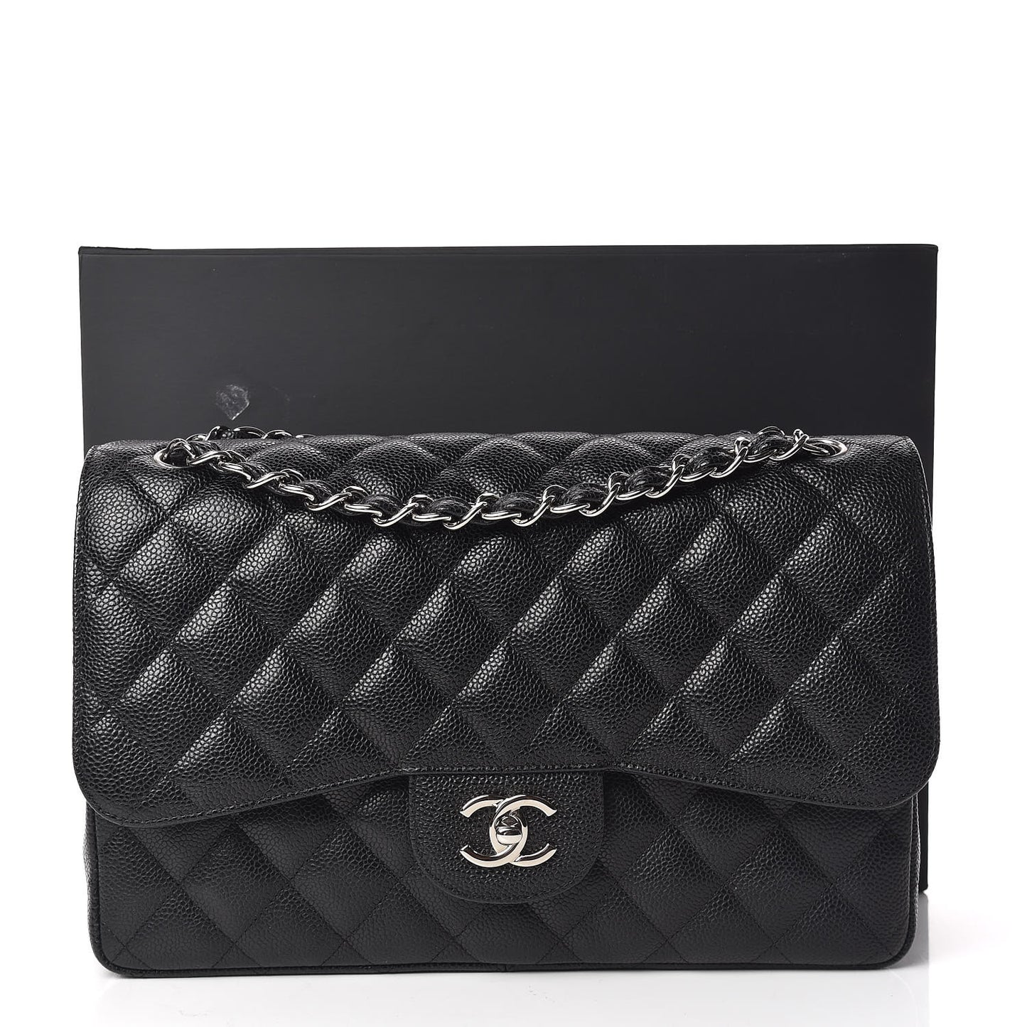 Caviar Quilted Jumbo Double Flap Black