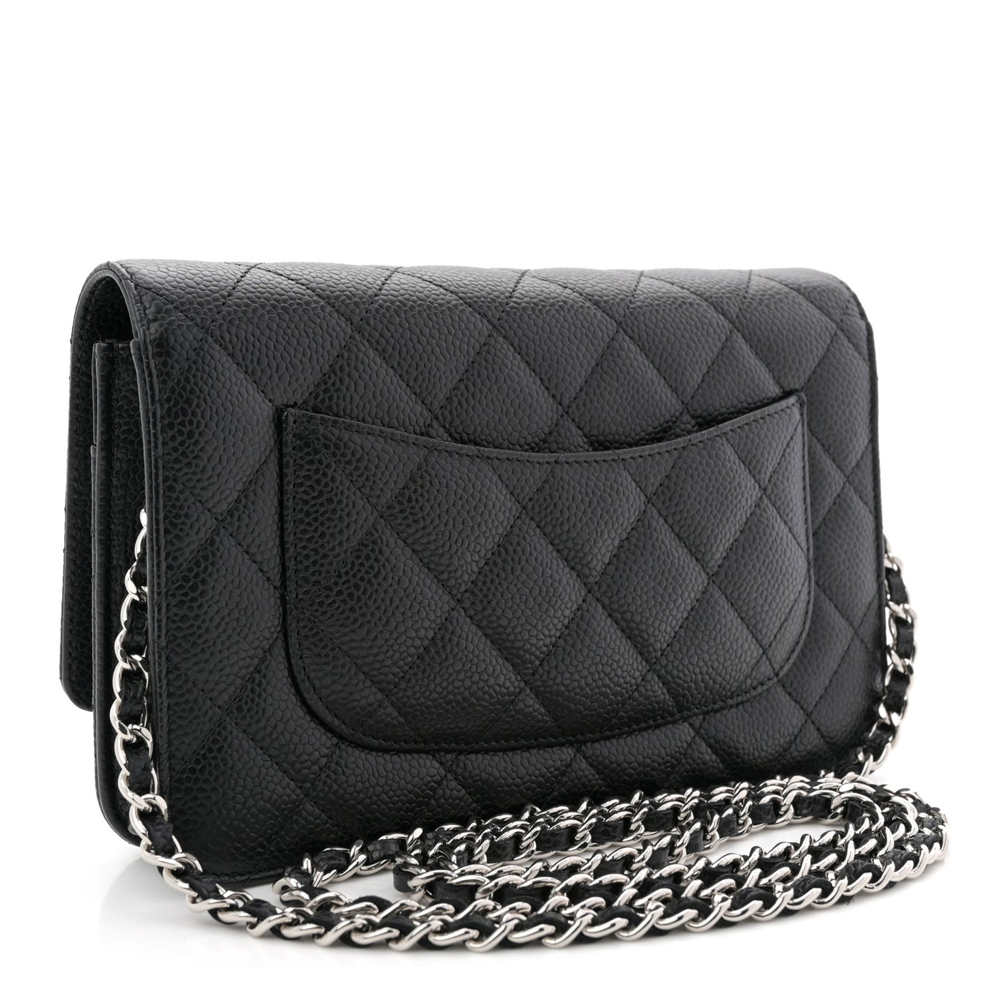Caviar Quilted Wallet on Chain WOC Black
