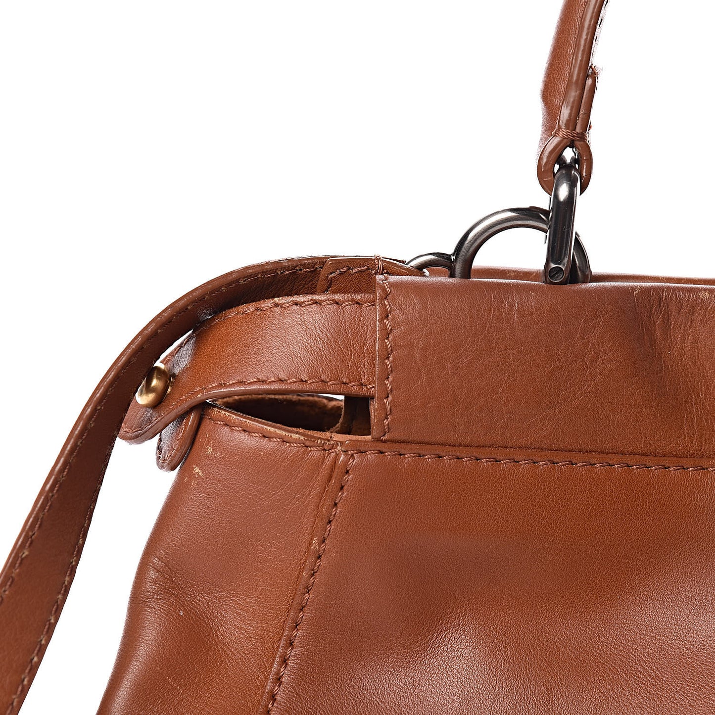 Vitello Suede Medium Peekaboo Iconic Satchel Cuoio Rame Moro