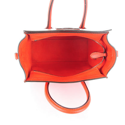 Celine Drummed Calfskin Nano Luggage Vermillion 5 of 8