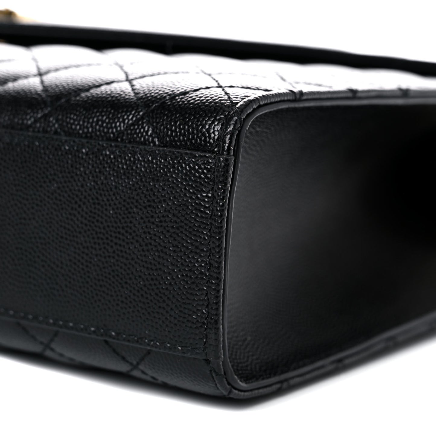 Grain De Poudre Textured Mixed Matelasse Large Triquilt Monogram Satchel Black