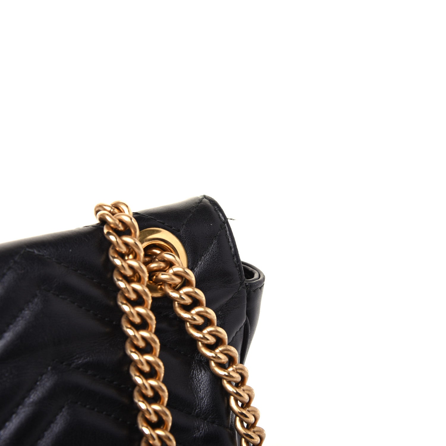 Gucci Calfskin Matelasse Medium GG Marmont Shoulder Bag Black 16 of 18