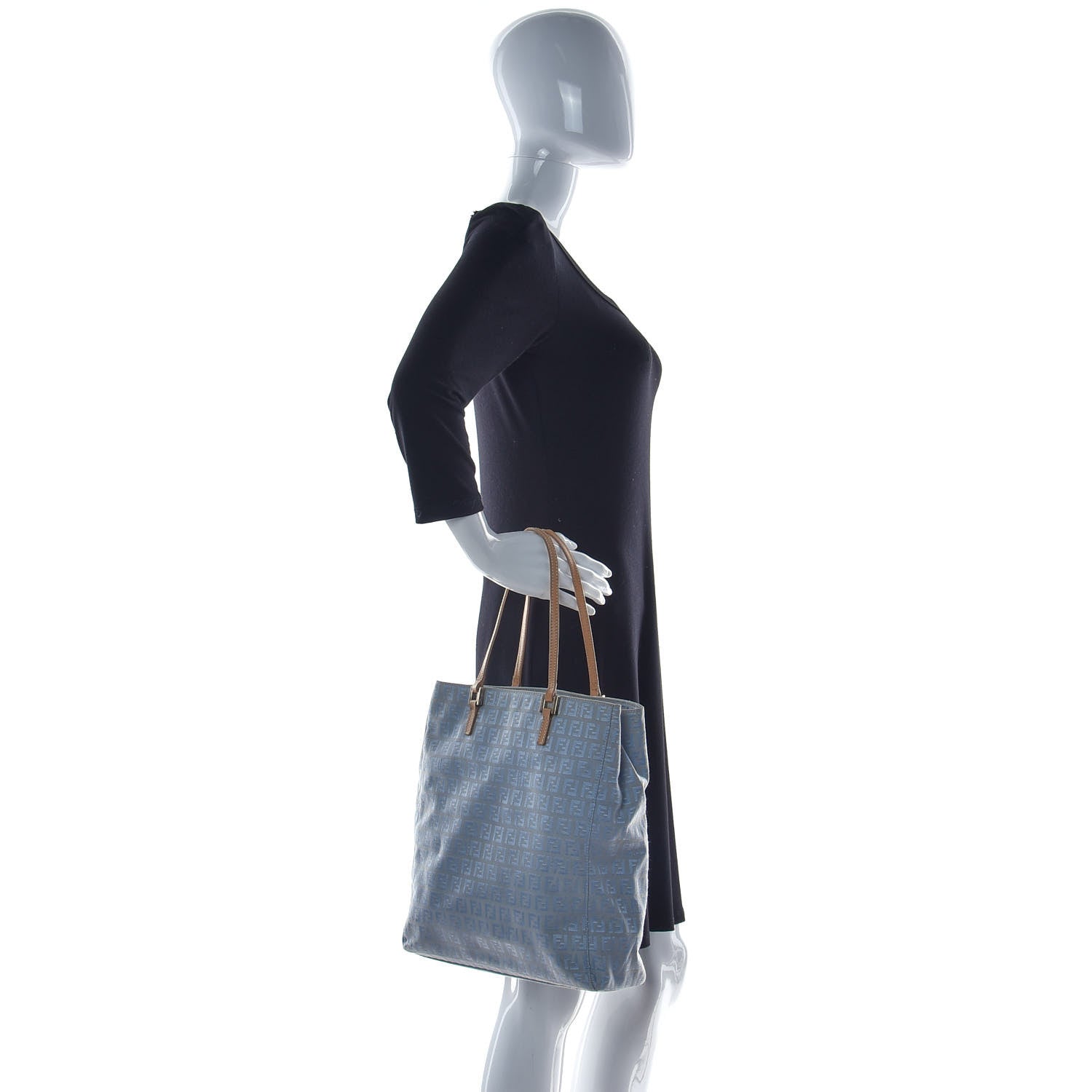 Fendi Zucchino Tote Light Blue 3 of 10
