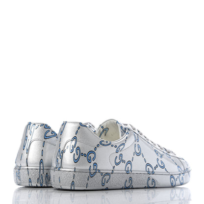 Gucci Miro Rubber Wax GucciGhost Print Mens New Ace Sneakers 8 Silver 4 of 9