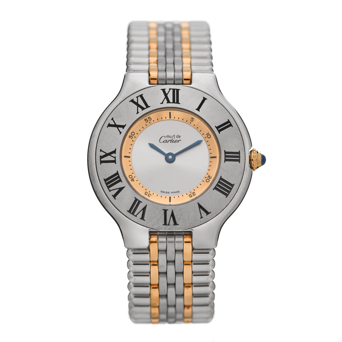 Stainless Steel 18K Yellow Gold 31mm Must De 21 Bullet Link Quartz Watch