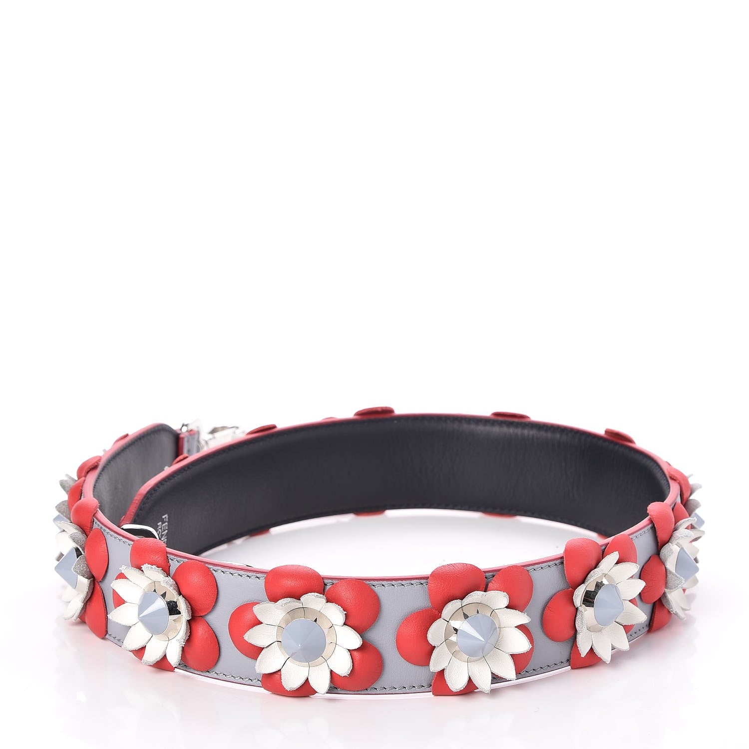 Fendi Vitello Dolce Flowerland Studded Strap You Ardesia Blue Notte 2 of 6