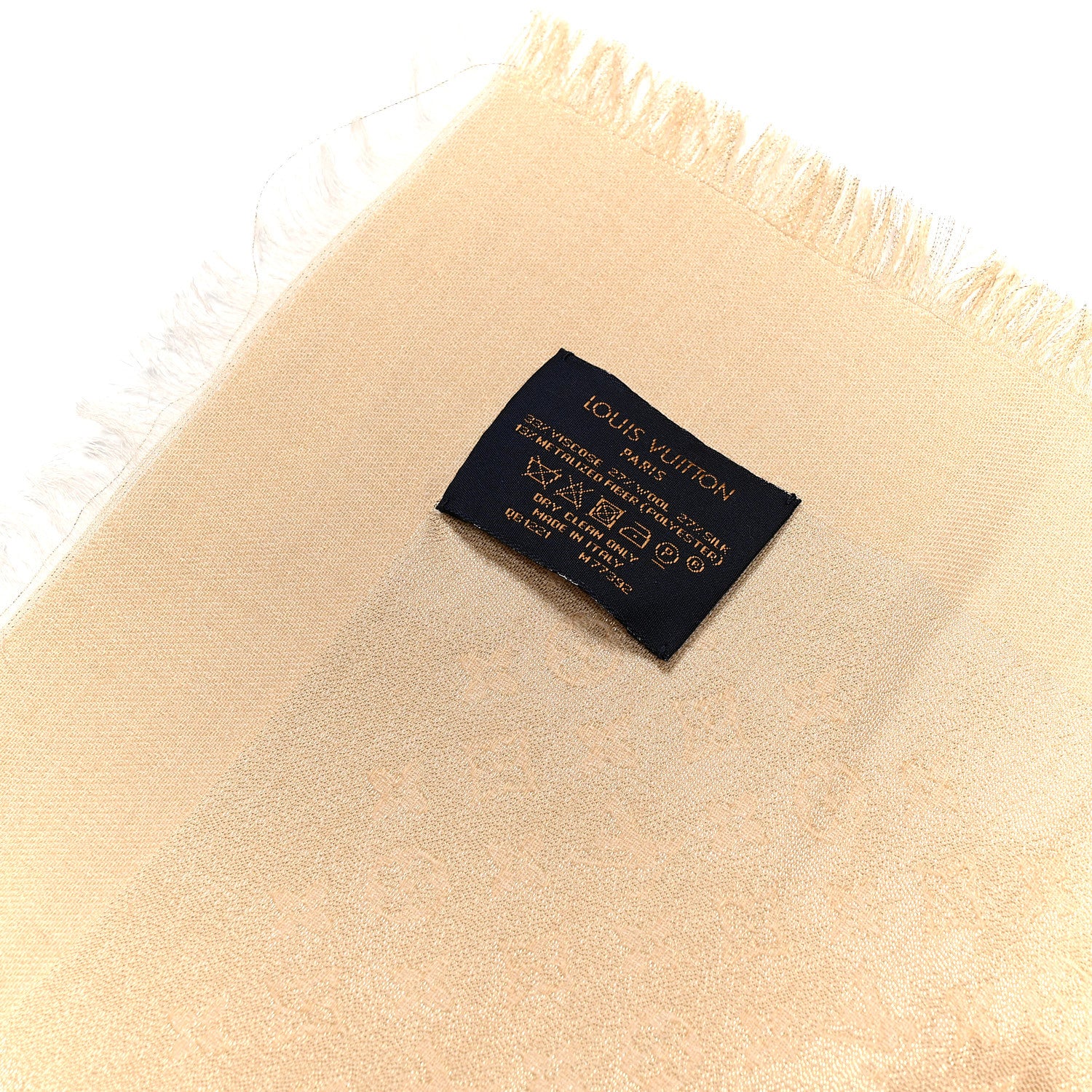 Louis Vuitton Silk Lurex Wool Monogram Shine Shawl Greige 3 of 4
