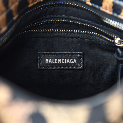 Balenciaga Smooth Calfskin Leopard Print Classic Silver Hardware Mini City Beige 8 of 10