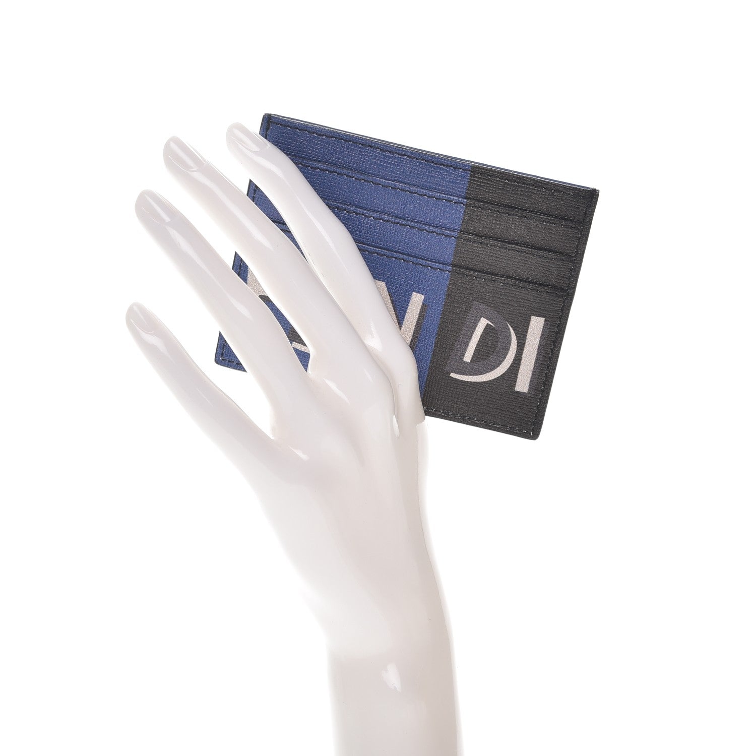 Fendi Vitello Elite Century Shadow Logo Card Holder Blue Neon 2 of 8