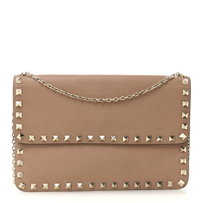 Valentino Garavani Grainy Calfskin Rockstud Chain Pouch Rose Cannelle 1 of 10
