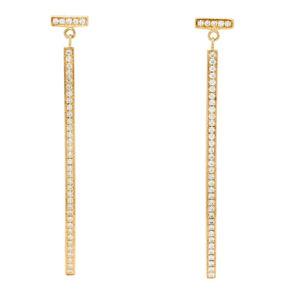 Tiffany 18K Yellow Gold Diamond T Bar Earrings 1 of 5