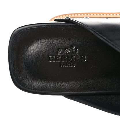 Hermes Calfskin Beechwood Earth Mules 37 Black 7 of 7