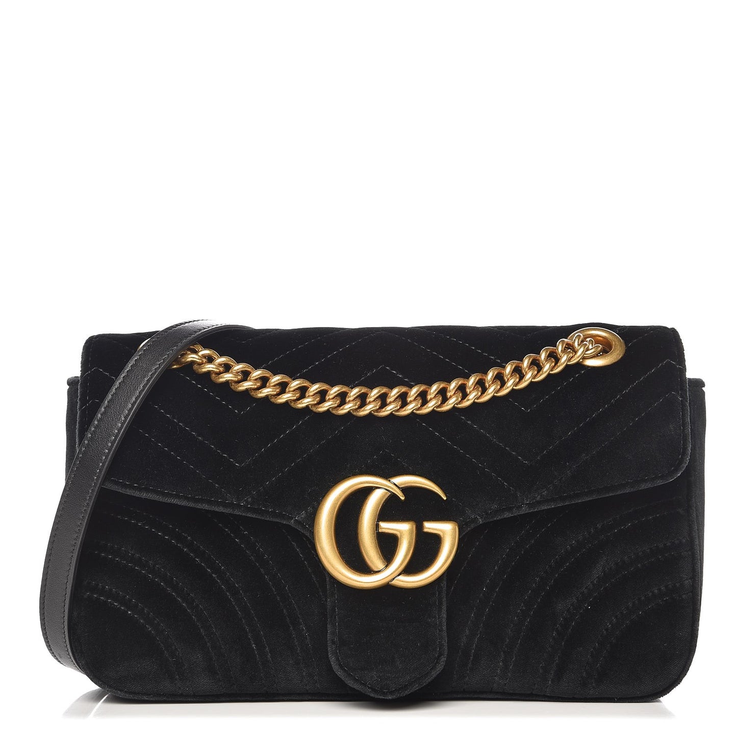 Velvet Matelasse Small GG Marmont Shoulder Bag Black