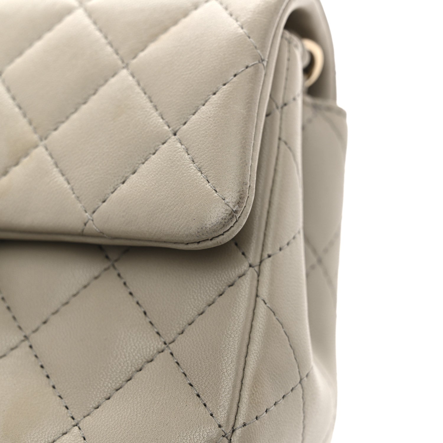 Chanel Lambskin Quilted Mini Rectangular Flap Grey 1847976
