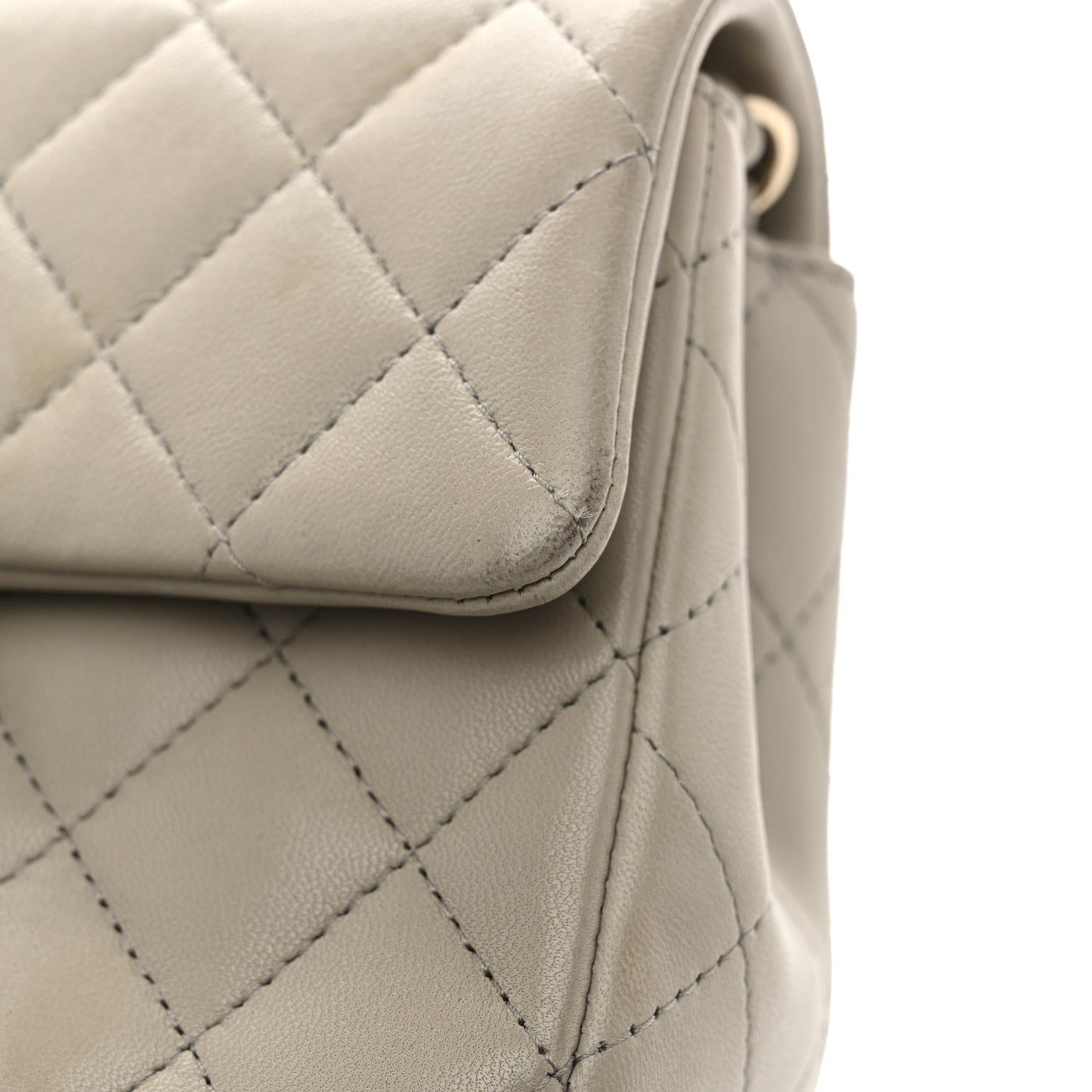 Lambskin Quilted Mini Rectangular Flap Grey