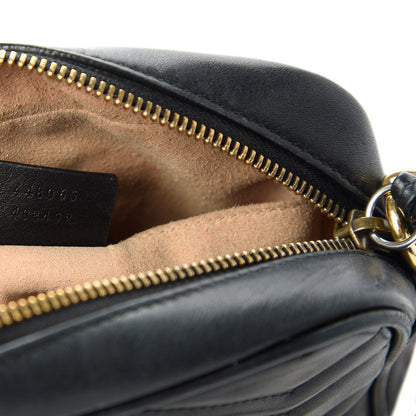 Gucci Calfskin Matelasse Mini GG Marmont Chain Shoulder Bag Black 9 of 12
