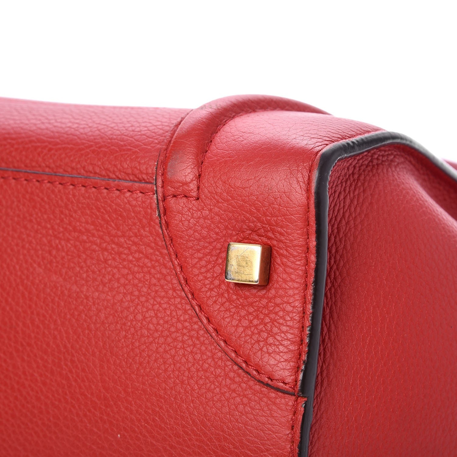 Celine Drummed Calfskin Mini Luggage Coquelicot 10 of 12