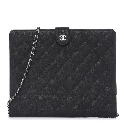 Chanel Iridescent Caviar Quilted Crossbody iPad Holder Black 3 of 11