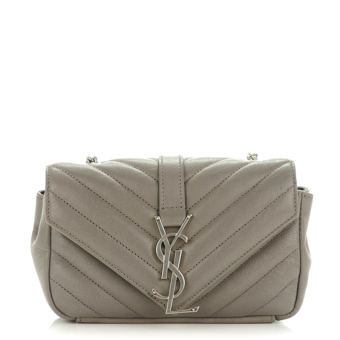 Sheepskin Matelasse Chevron Monogram Classic Baby Chain Bag Fog