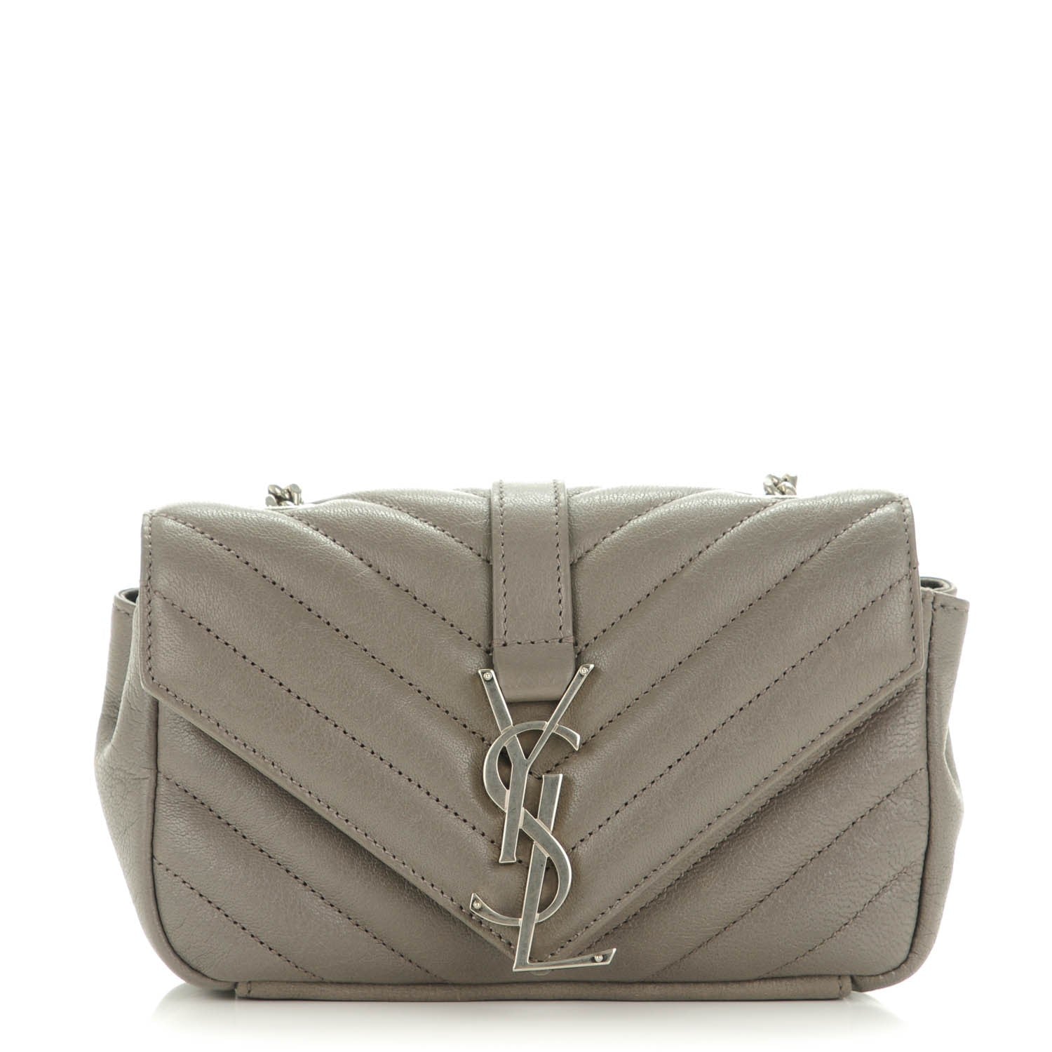 Saint Laurent Sheepskin Matelasse Chevron Monogram Classic Baby Chain Bag Fog 1 of 7