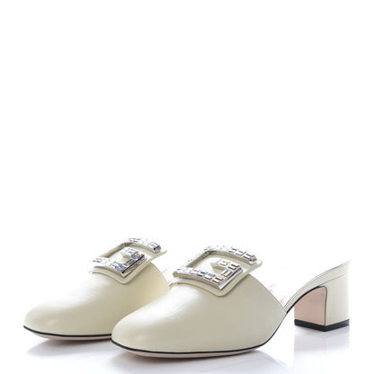 Gucci Malaga Kid Crystal Square G Madelyn Mules 35.5 Vintage White 3 of 9