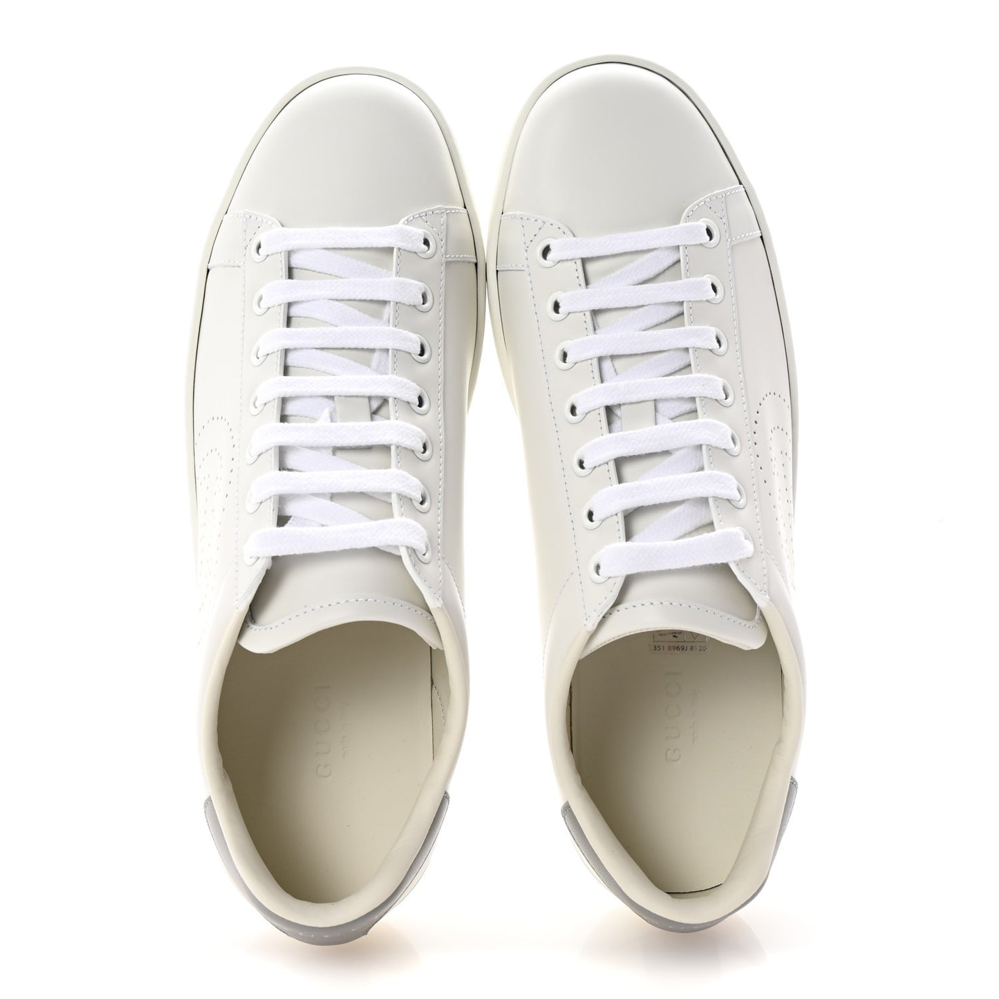 Calfskin Interlocking G Perforated Womens Ace Sneakers 39 White Grey Sky