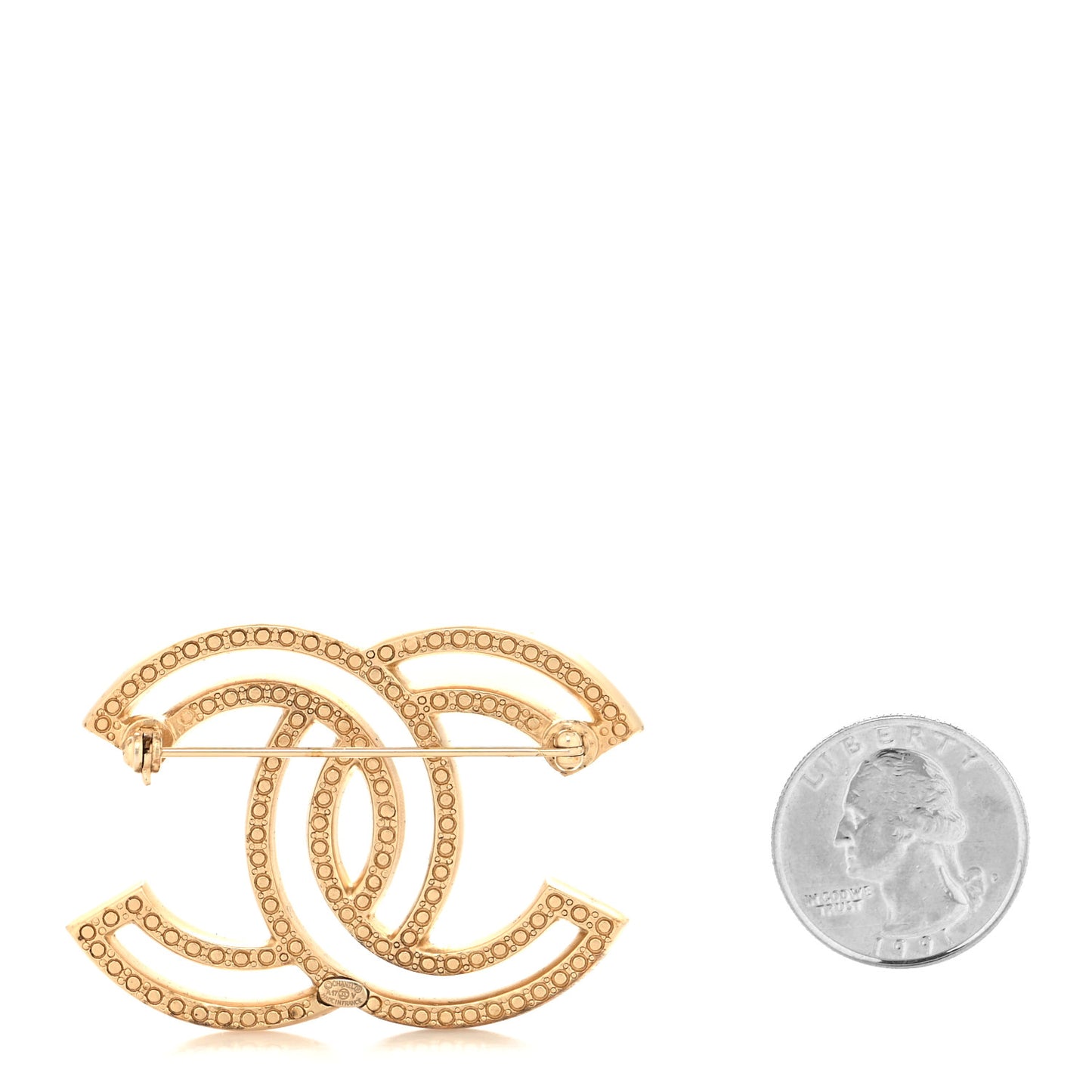 Crystal CC Brooch Light Gold