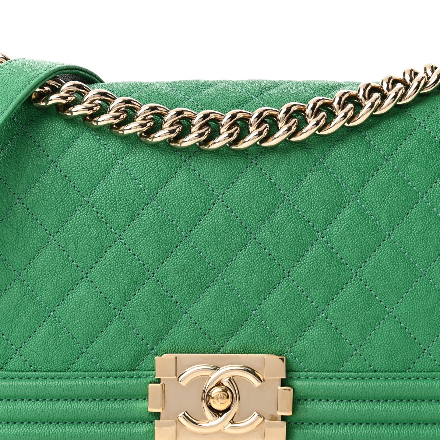 Caviar Quilted Medium Boy Flap Green