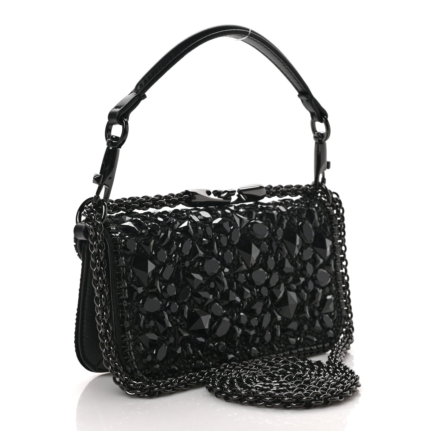 Crystal Nappa Monochrome Vlogo Small Loco Shoulder Bag Black