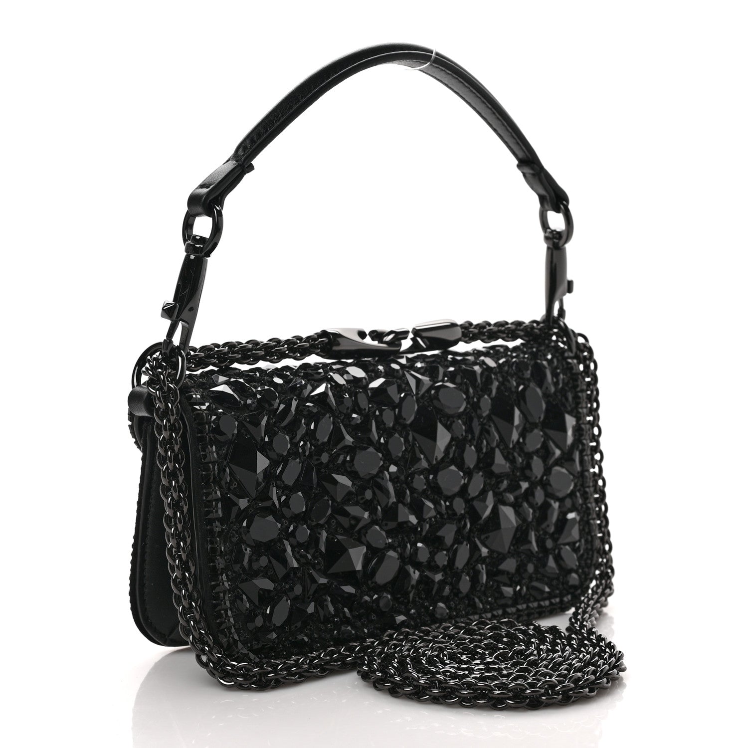 Valentino Garavani Crystal Nappa Monochrome Vlogo Small Loco Shoulder Bag Black 3 of 8