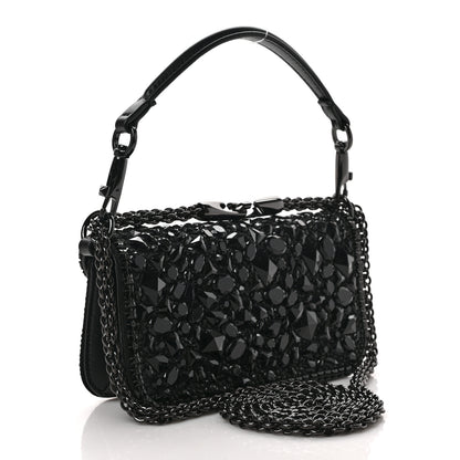 Valentino Garavani Crystal Nappa Monochrome Vlogo Small Loco Shoulder Bag Black 3 of 8