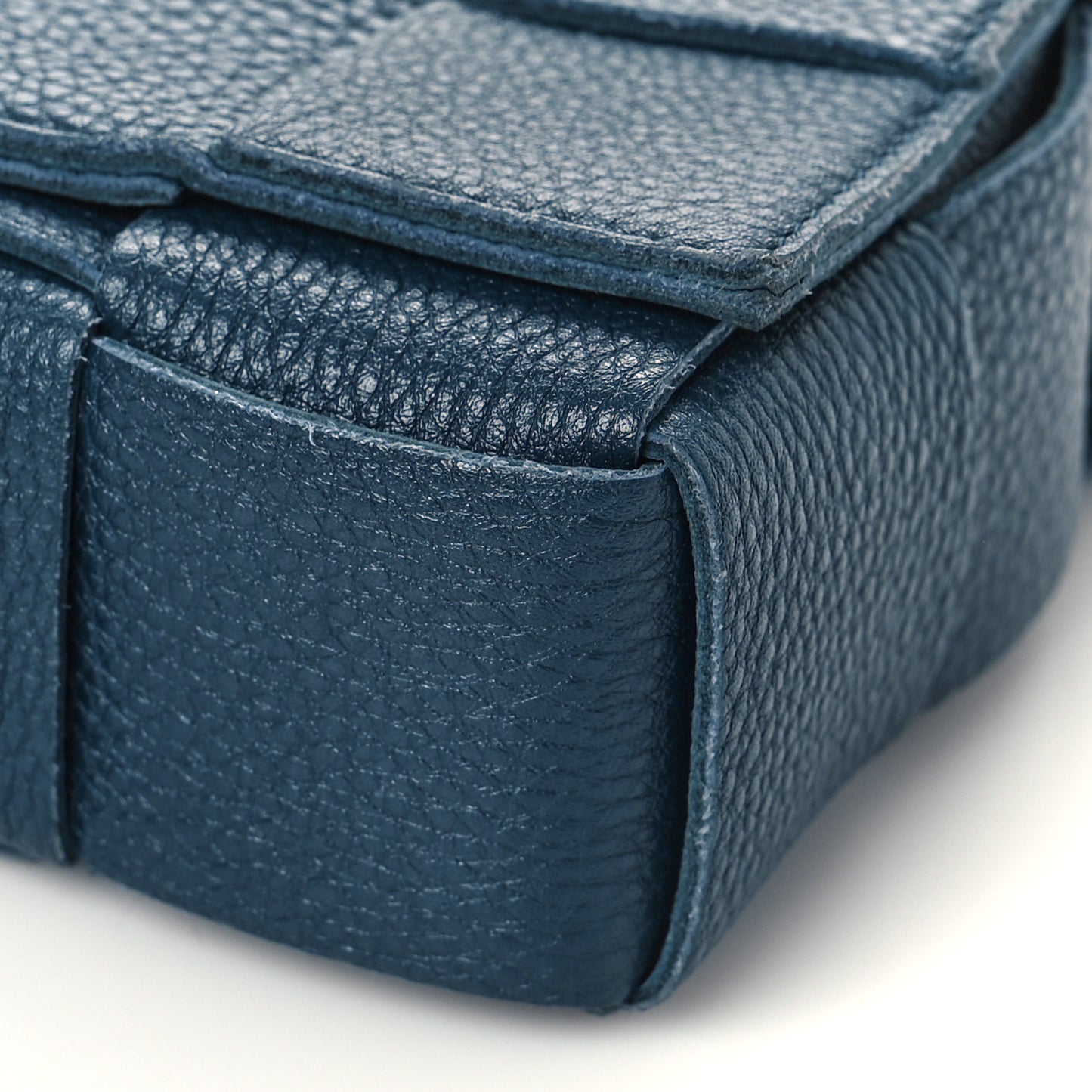 Grained Calfskin Maxi Intrecciato Cassette Crossbody Bag Deep Blue