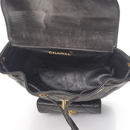 Chanel Lambskin Quilted Drawstring Backpack Black 5 of 10