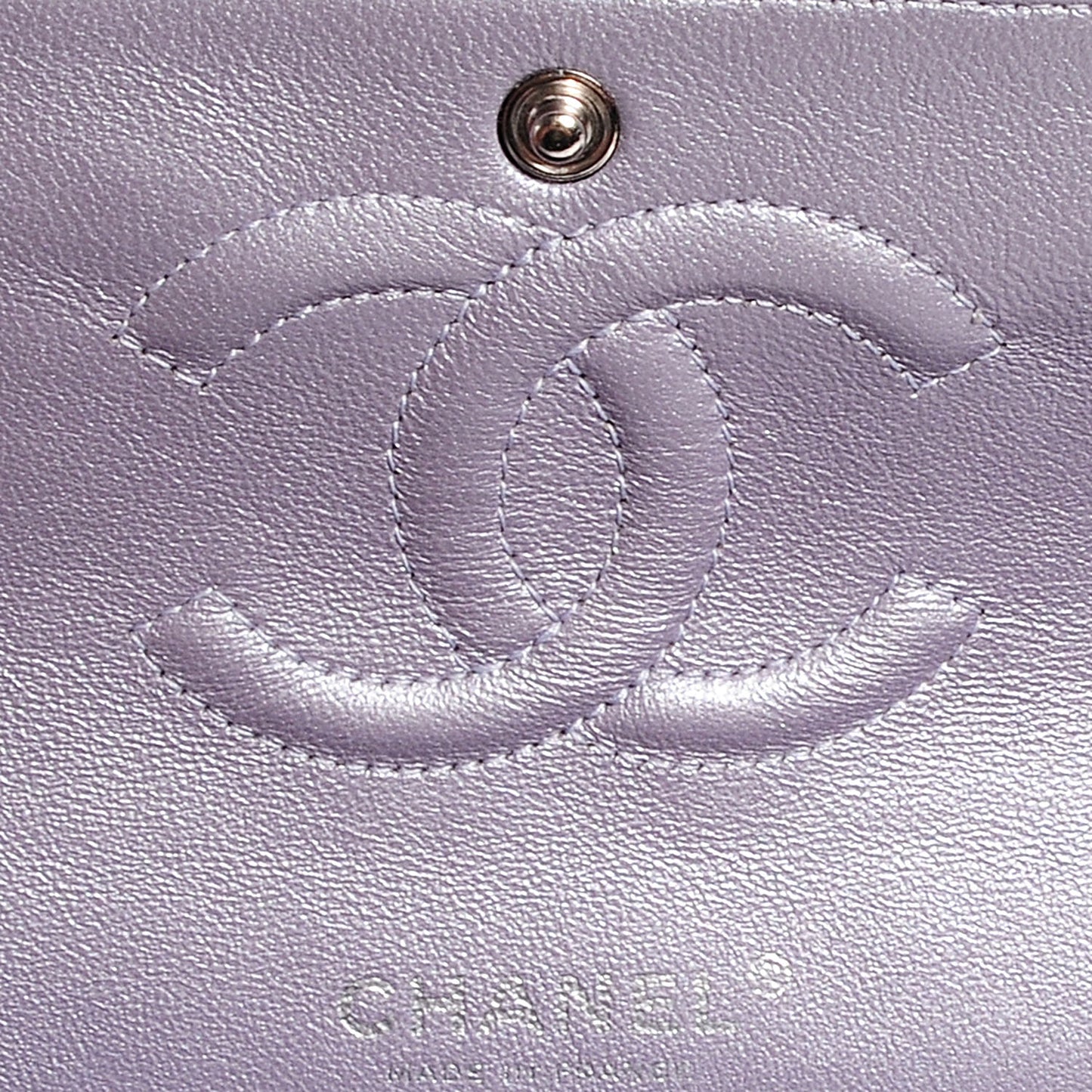 Metallic Lambskin Medium Double Flap Lilac