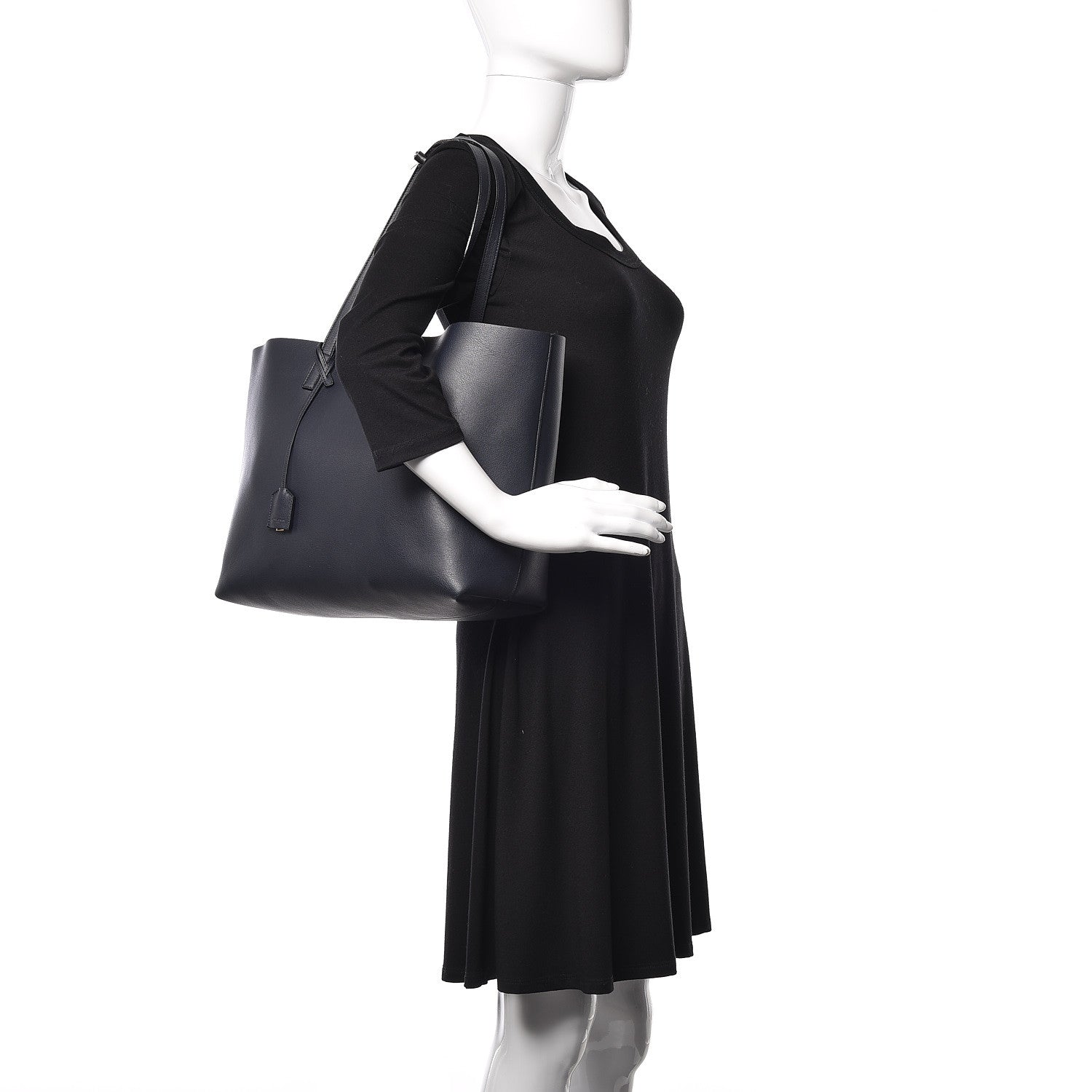 Saint Laurent Calfskin Large Shopping Tote Deep Marine 2 of 13