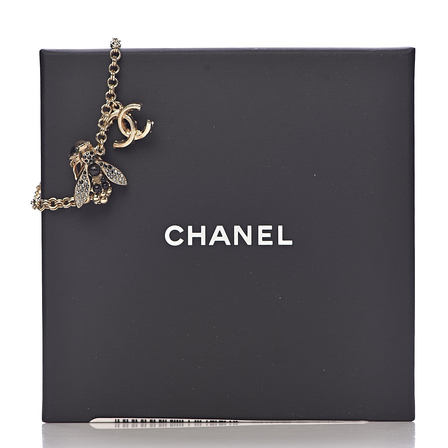 Chanel Crystal Chain Bee CC Charm Bracelet Gold Black 5 of 5