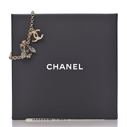 Chanel Crystal Chain Bee CC Charm Bracelet Gold Black 5 of 5