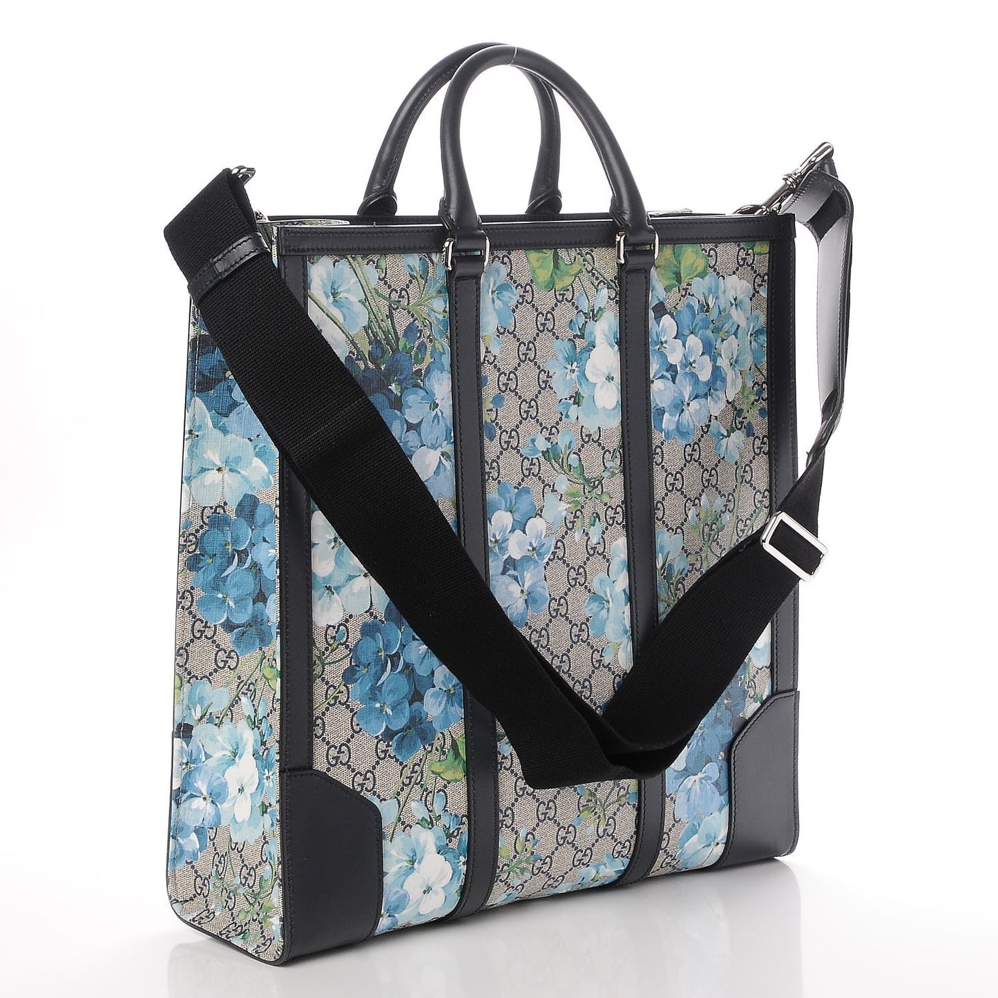 GG Supreme Monogram Blooms Vertical Tote Blue