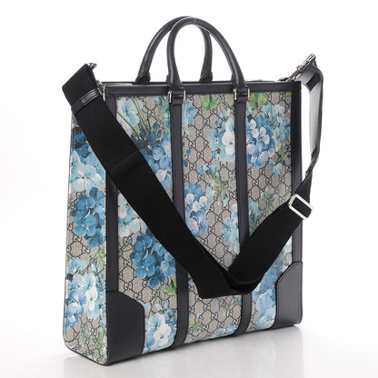 Gucci GG Supreme Monogram Blooms Vertical Tote Blue 4 of 8