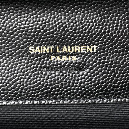 Saint Laurent Grain De Poudre Matelasse Chevron Monogram Envelope Clutch Black 7 of 9