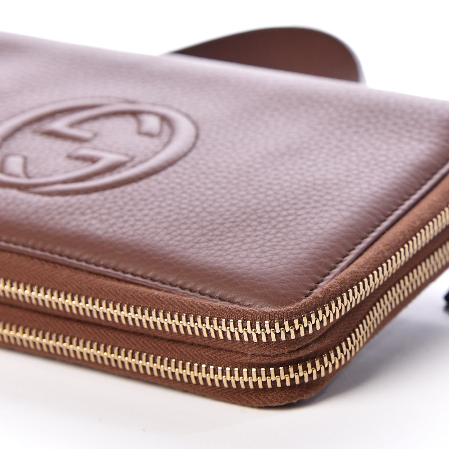 Pebbled Calfskin Soho Travel Document Case Brown