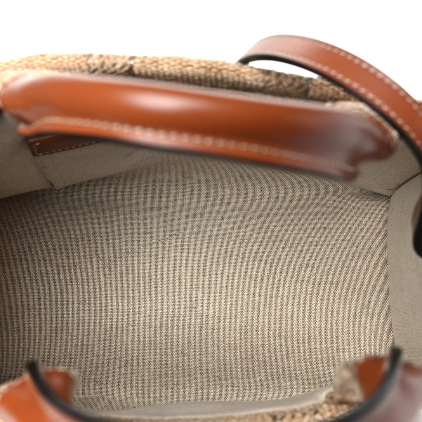 Raffia Effect Calfskin Triomphe Jacquard Cabas Thais Natural Silver