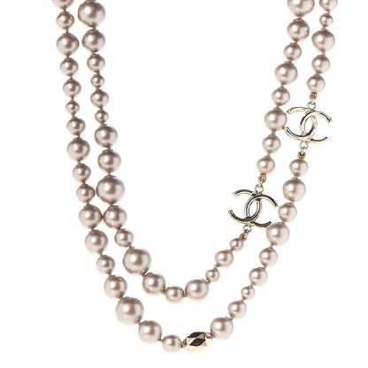 Chanel Resin Pearl CC Long Necklace in Golden Pearly Beige 1 of 7