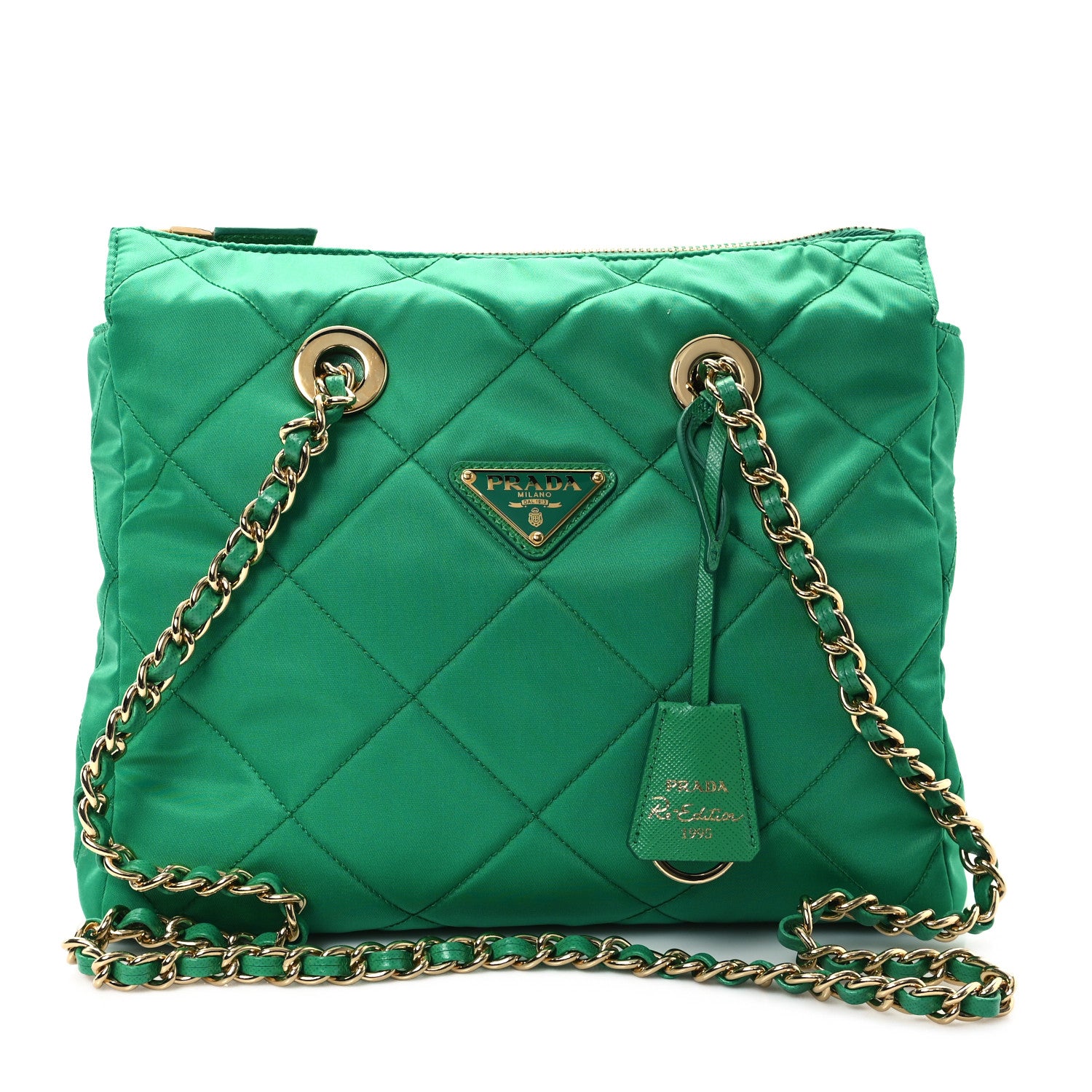 Prada Re-Nylon Saffiano Stitched Re-Edition 1995 Chaine Shoulder Bag Menta 1 of 10