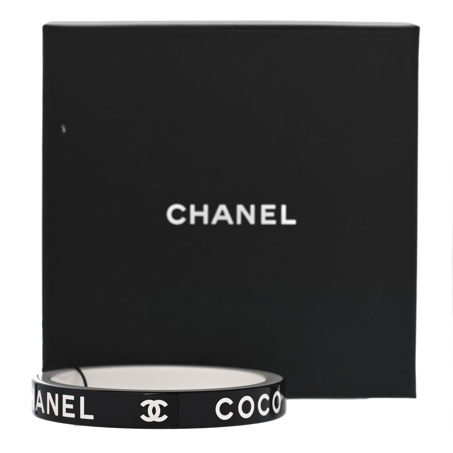 Resin Logo Bangle Bracelet Black White