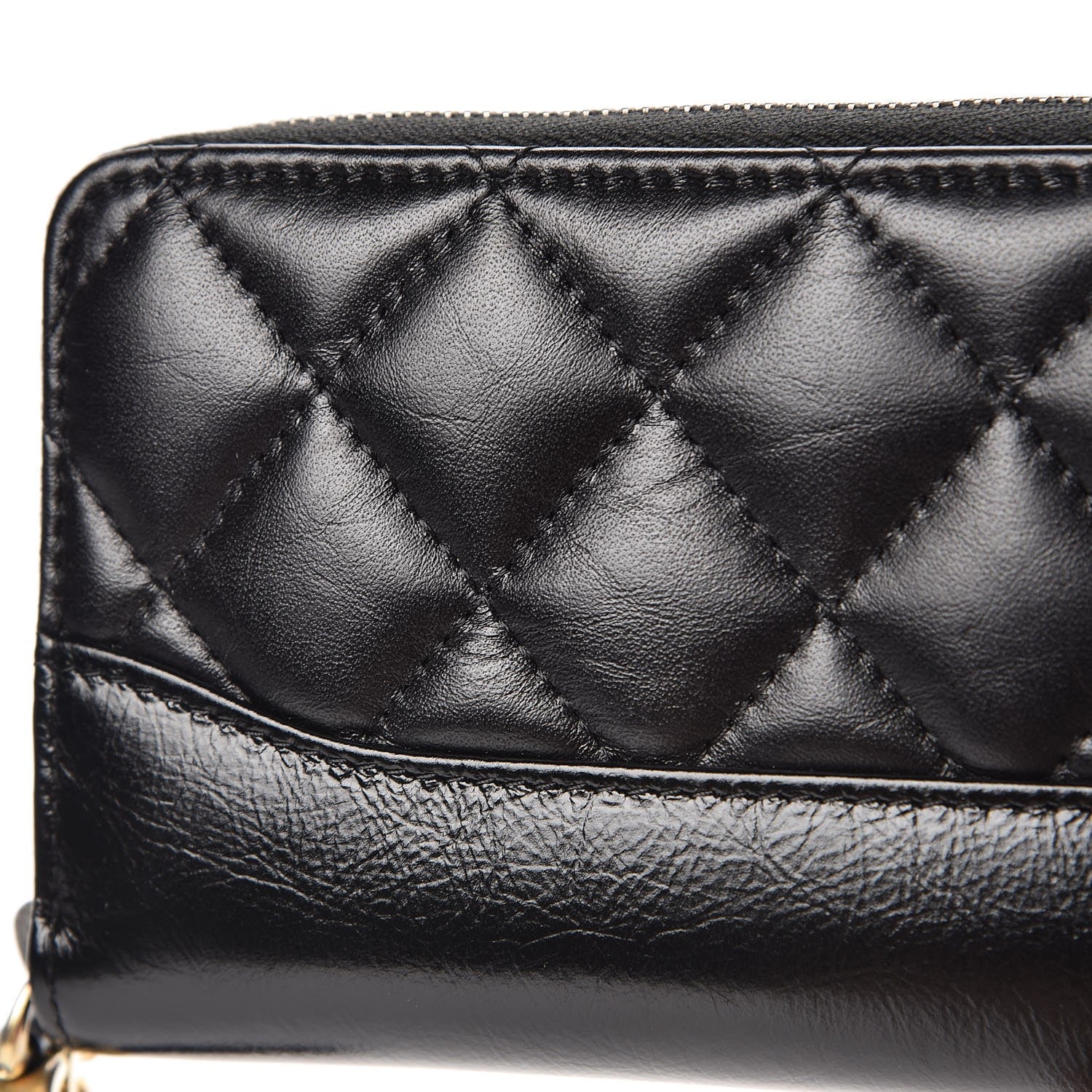 Chanel Aged Calfskin Quilted Small Gabrielle Zip Around Wallet Black 9 of 10