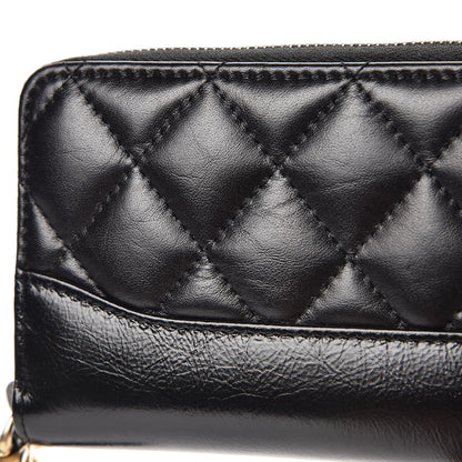 Chanel Aged Calfskin Quilted Small Gabrielle Zip Around Wallet Black 9 of 10